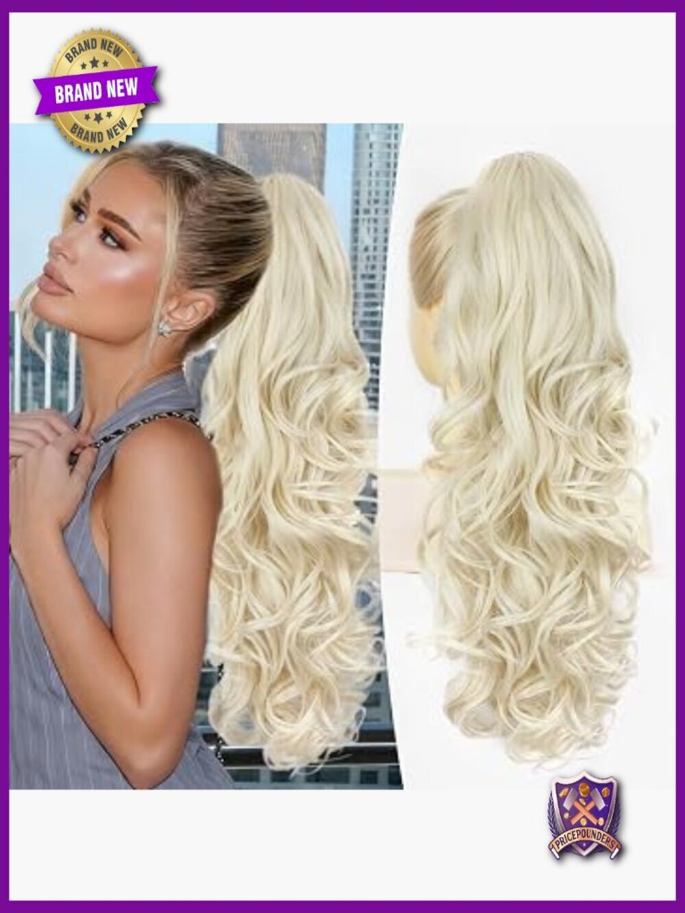 24 Inch Long Curly Wavy Claw Clip Ponytail Extension Hairpiece
